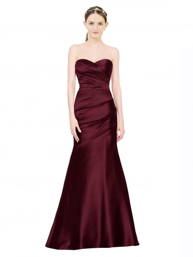 Online Mermaid Sweetheart Soft Satin Prom Dress with Pleats UK