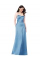 Online Crossing Strap Back Pleated Bodice Long Satin Prom Dress UK