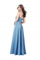 Online Crossing Strap Back Pleated Bodice Long Satin Prom Dress UK