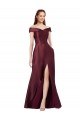 Online Long Off the Shoulder Satin Prom Dress with Thigh-high Slit UK