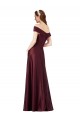 Online Long Off the Shoulder Satin Prom Dress with Thigh-high Slit UK