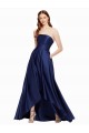 Online High Low Strapless Satin Prom Dress with Pockets UK