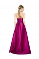 Online Sleeveless V-Neck Long Satin Prom Dress with Bow Waist UK