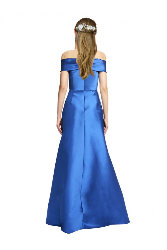 Online Sleeveless Off the Shoulder Ball Gown Satin Prom Dress UK