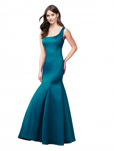 Online Long Sleek Satin Prom Dress with U-Back UK