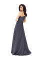 Online Rouched One Shoulder Floor Length Satin Prom Dress with Bow UK