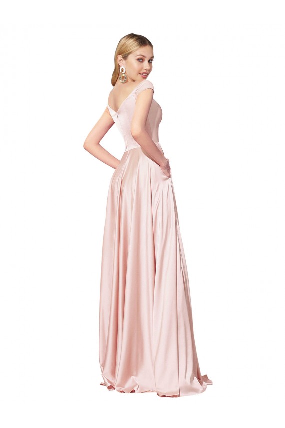 Online A-Line Off the Shoulder Sweetheart Satin Prom Dress UK