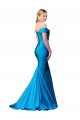 Online Off the Shoulder Long Chapel Train Satin Prom Dress UK