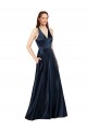 Online Long Satin Prom Dress with Halter Neckline UK