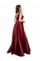 Online Sleeveless Deep V-Neck A-Line Satin Prom Dress with Pockets UK
