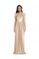 Online Floor Length Halter Neck Sparkling Sequin Prom Dress with Pleats UK