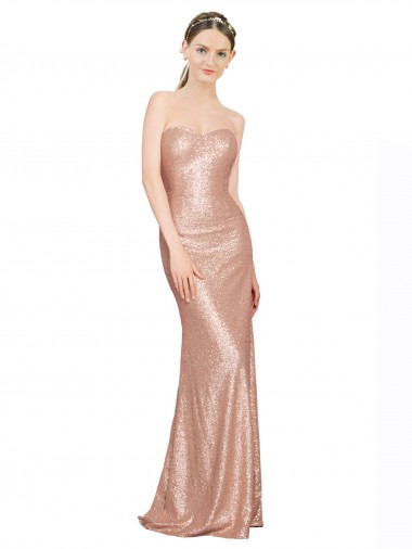 Online Sweetheart Full Length Long Sequin Prom Dress UK