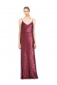 Online High Neck Halter Long Slim Sequin Prom Dress with V-Neck and Blouson Bodice UK