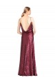 Online High Neck Halter Long Slim Sequin Prom Dress with V-Neck and Blouson Bodice UK