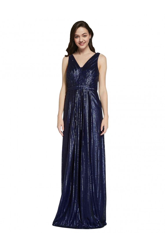 Online Long V-Neck Sparking Sequin Prom Dress with Low V-Back UK
