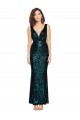 Online V-Neck Full Length Sequin Prom Dress with Draped Back UK