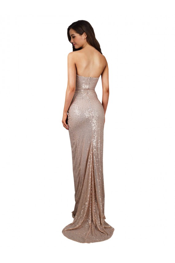 Online High Slit Scoop Neck Long Sequin Prom Dress UK