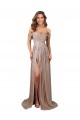 Online Strapless Scoop Neck Off the Shoulder Long Sequin Prom Dress with High Slit UK