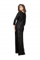 Online Deep V-Neckline Full Back Long Sleeves Sparkling Sequin Prom Dress with High Slit UK