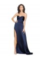 Online Knotted Sweetheart Silky Satin Prom Dress with High Side Split UK