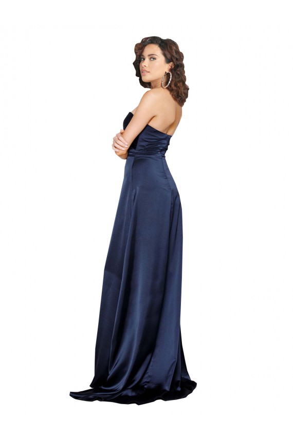 Online Knotted Sweetheart Silky Satin Prom Dress with High Side Split UK