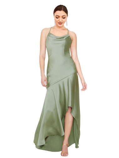 Online Silky Satin Prom Dress with Bias Cut Skirt UK