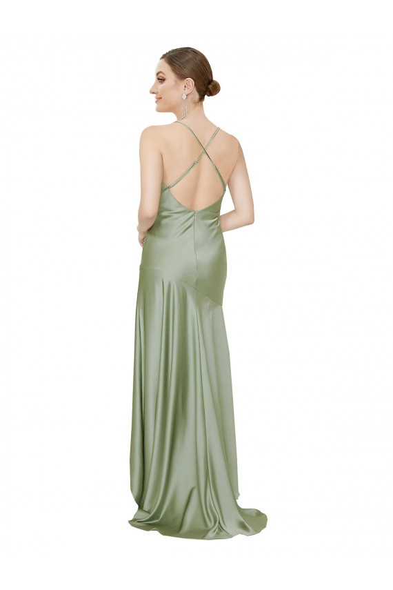 Online Silky Satin Prom Dress with Bias Cut Skirt UK