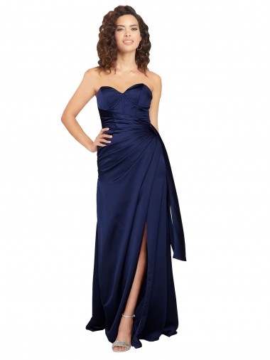 Online Floor Length Wrap Skirt Silky Satin Prom Dress UK