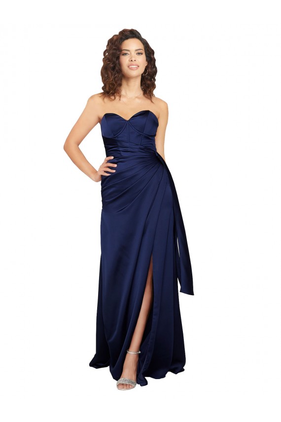 Online Floor Length Wrap Skirt Silky Satin Prom Dress UK