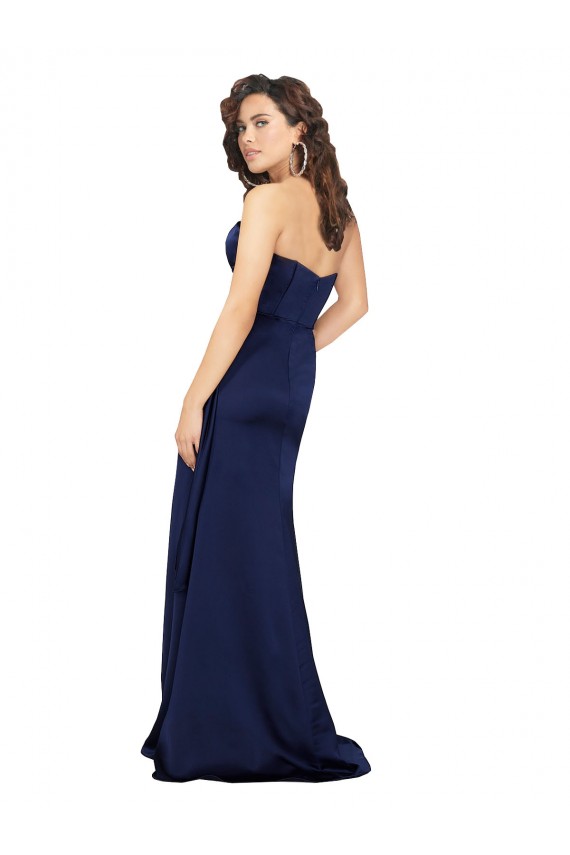 Online Floor Length Wrap Skirt Silky Satin Prom Dress UK