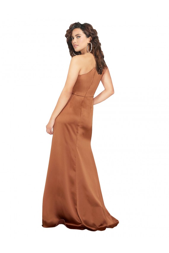 Online One Shoulder Silky Satin Prom Dress UK