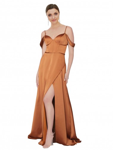 Online Silky Satin Prom Dress with Bustier Bodice UK