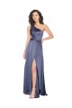 Online Draped Silky Satin Prom Dress with Tied Waist UK