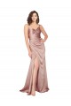 Online Floor Length Silky Satin Prom Dress with Front Skirt Slit UK