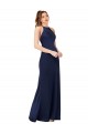 Online High Neck Satin Prom Dress with Strappy Back UK