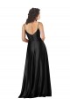 Online Full Length V-Neckline Silky Satin Prom Dress with Full Skirt UK