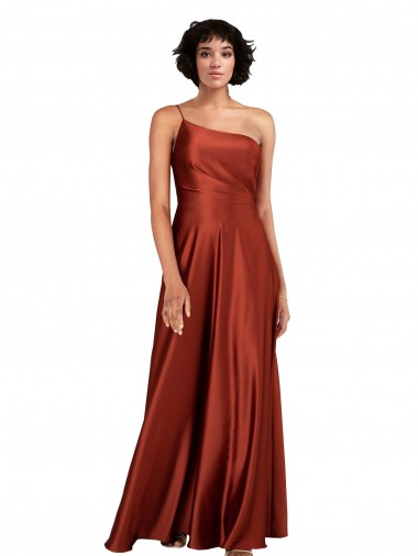 Online Sophisticated One Shoulder Silky Satin Prom Dress with Full Skirt UK