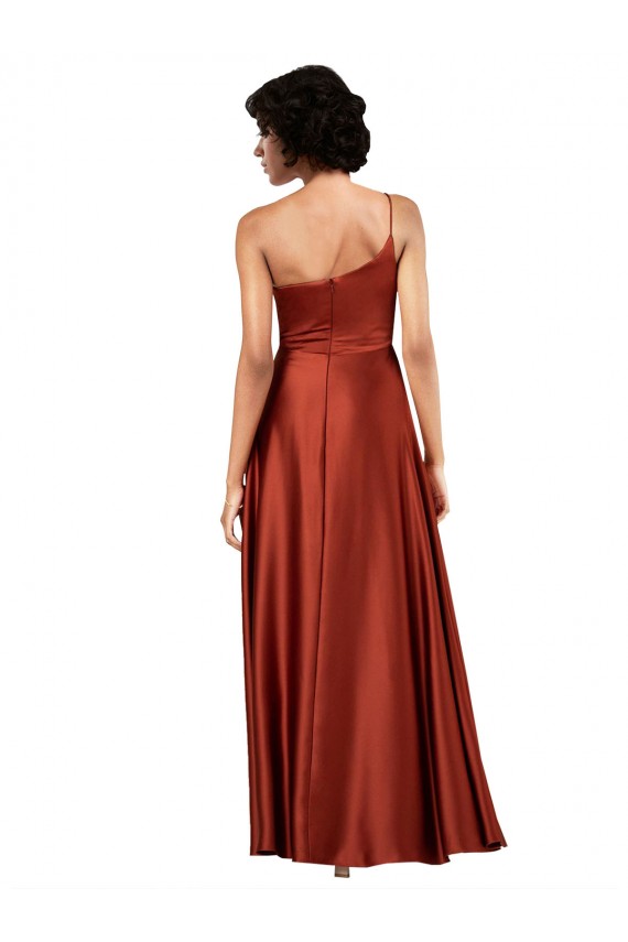 Online Sophisticated One Shoulder Silky Satin Prom Dress with Full Skirt UK