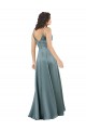 Online Silky Satin Floor-Length Long Prom Dress with V-Neckline UK