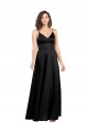 Online Silky Satin Floor-Length Long Prom Dress with V-Neckline UK