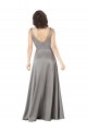 Online Plunging V-Neckline Long A-Line Silky Satin Prom Dress UK