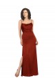 Online Floor-Length Silky Satin Prom Dress with Skirt Slit UK