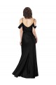Online Off the Shoulder Sleeves Silky Satin Prom Dress with Skirt Slit UK