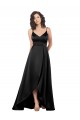 Online High Low V-Neckline Silky Satin Tulip Prom Dress with Wrap Skirt UK