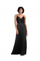 Online Full Length V-Neckline Silky Satin Prom Dress with Spaghetti Straps UK