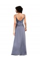 Online Full Length V-Neckline Silky Satin Prom Dress with Spaghetti Straps UK