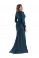 Online Long Sleeves Draped Wrap Silky Satin Mermaid Prom Dress with Front Slit UK