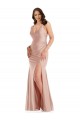 Online Deep V-Neck Silky Satin Mermaid Prom Dress with Side Slit UK