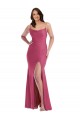 Online Cowl-Neck Open Tie-Back Silky Satin Mermaid Prom Dress with Frong Slit UK