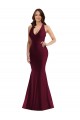 Online Plunge Neckline Cutout Low Back Silky Satin Mermaid Prom Dress UK
